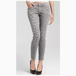 Current/Elliott The Stiletto Grey Leopard Print Pants Size 25-0